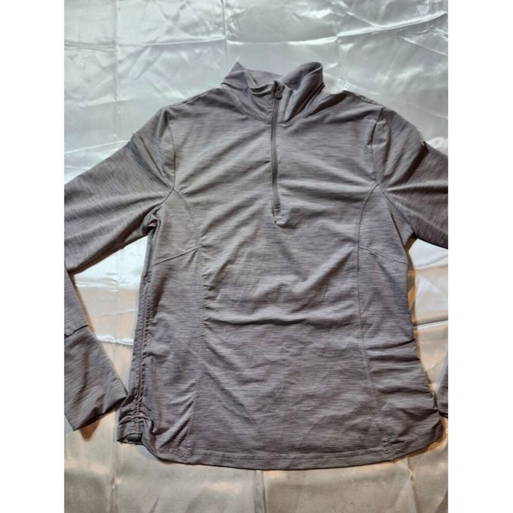 Apana Quarter Zip Pullover Sz M Gray Heathered Athletic Top Active #202